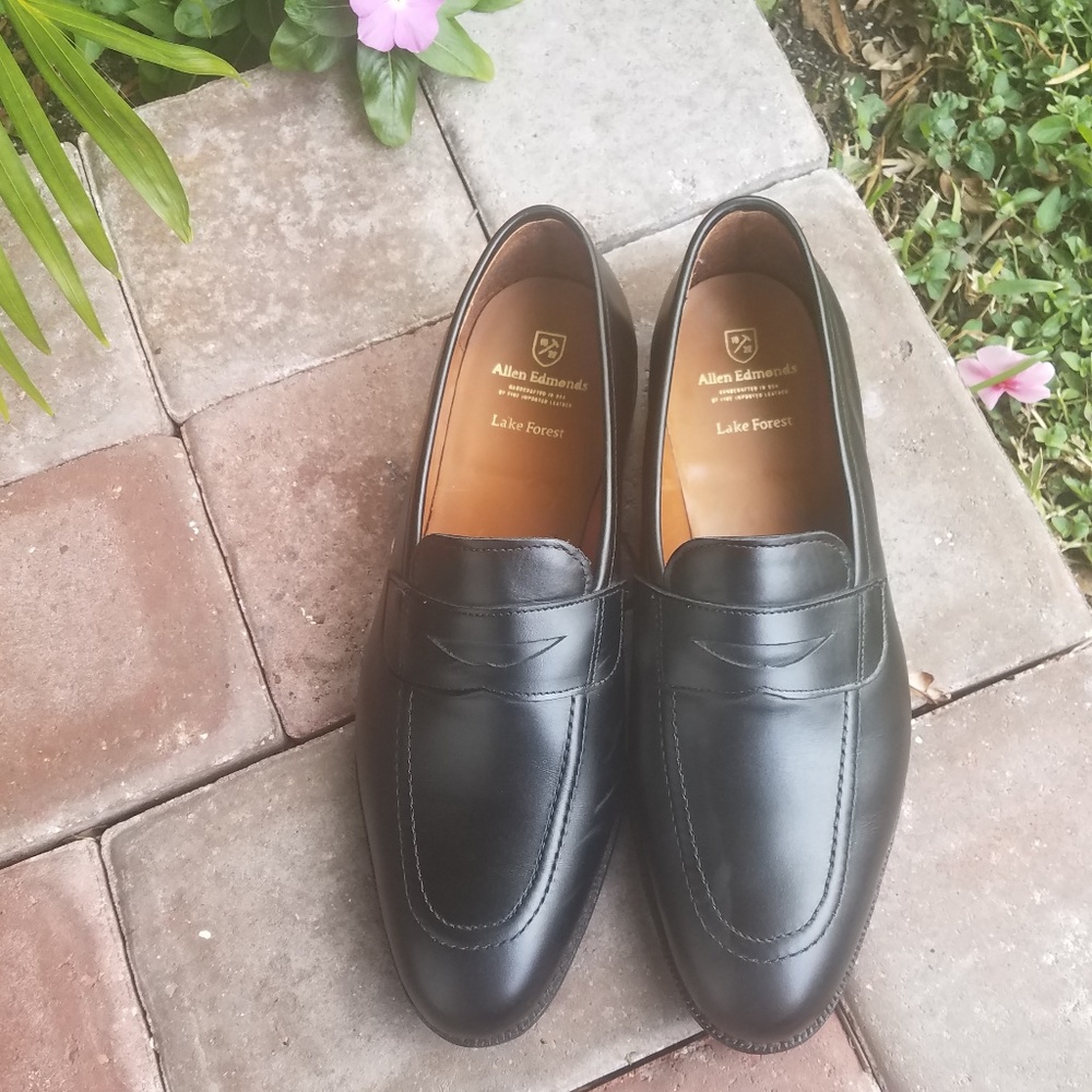 Allen Edmonds Black Leather Penny Loafers Sz 10.5